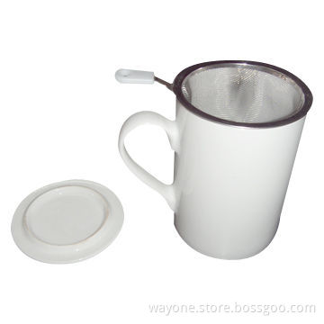 Fine China Cup/Lid, Metal Infuser Inside, Measures 7.2 x 10cm/Dishwasher Safe/Water Decal Printing